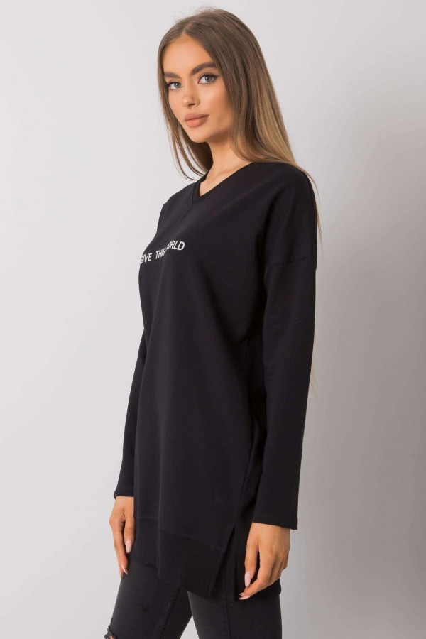 Tunika dresowa bluza z kieszeniami w kolorze czarnym dekolt w serek V Reena 2