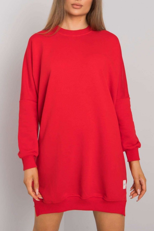 Tunika dresowa bluza w kolorze czerwonym oversize basic simple