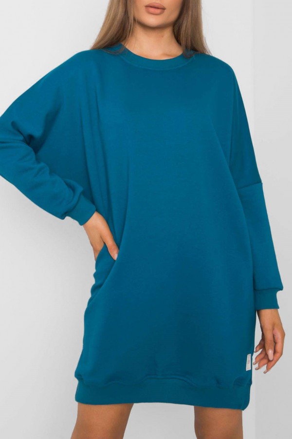 Tunika dresowa bluza w kolorze morskim oversize basic simple