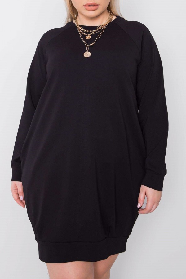 Sukienka dresowa plus size w kolorze czarnym z kieszeniami basic irma