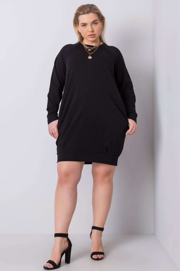 Sukienka dresowa plus size w kolorze czarnym z kieszeniami basic irma 4