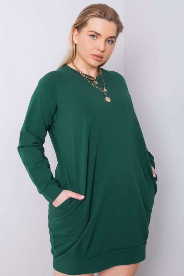 Sukienka dresowa plus size w kolorze zielonym z kieszeniami basic irma 4