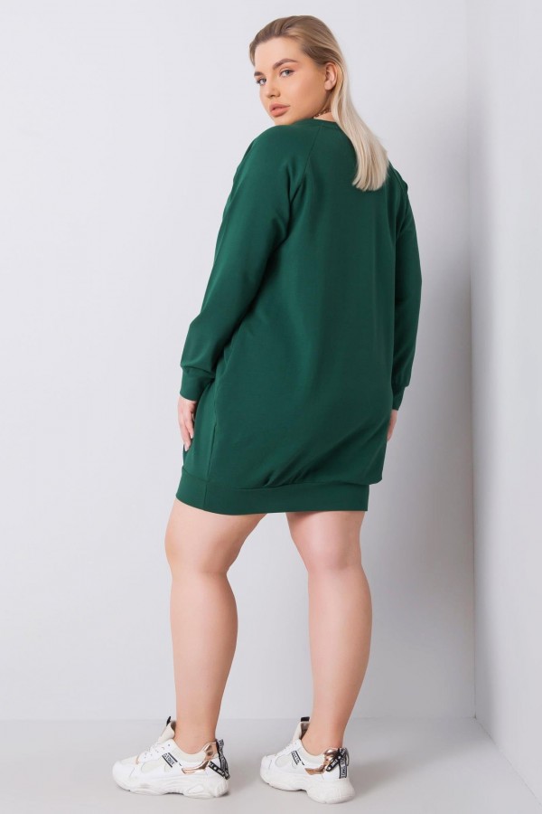Sukienka dresowa plus size w kolorze zielonym z kieszeniami basic irma 3