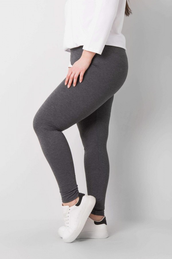 Legginsy plus size spodnie w kolorze ciemno szarym melanż basic Alda 2