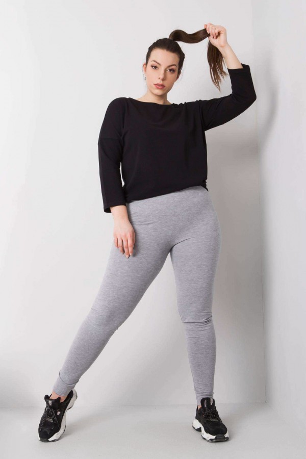 Legginsy plus size spodnie w kolorze szarym melanż basic Alda 1