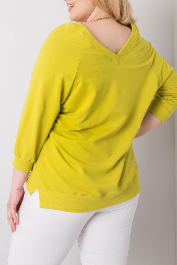 Bluza damska plus size w kolorze limonkowym oversize basic v-neck Emma