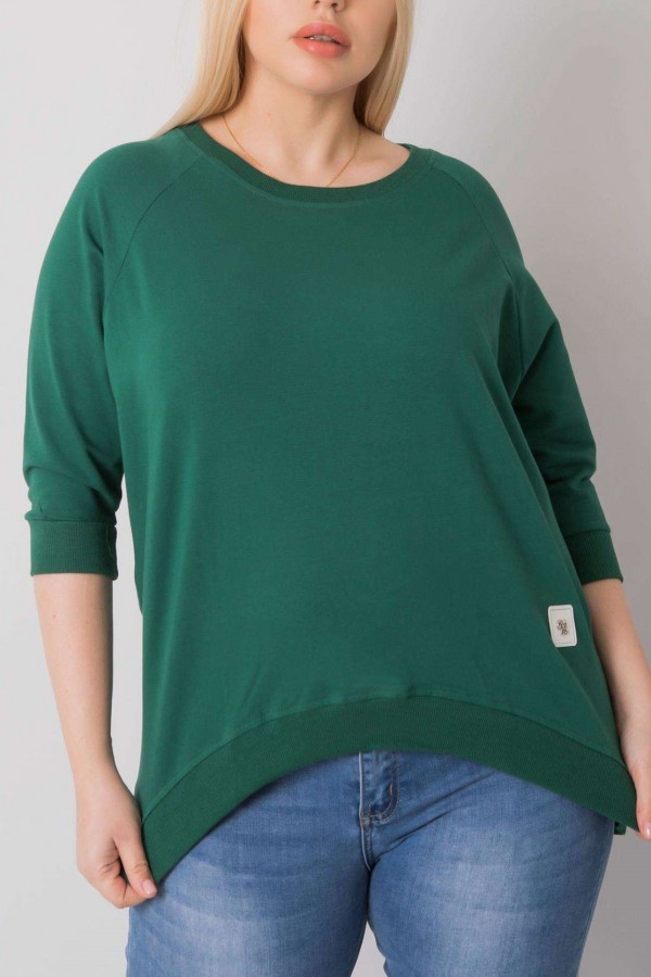 Bluza damska w kolorze zielonym oversize basic rękaw 3/4 Jessy