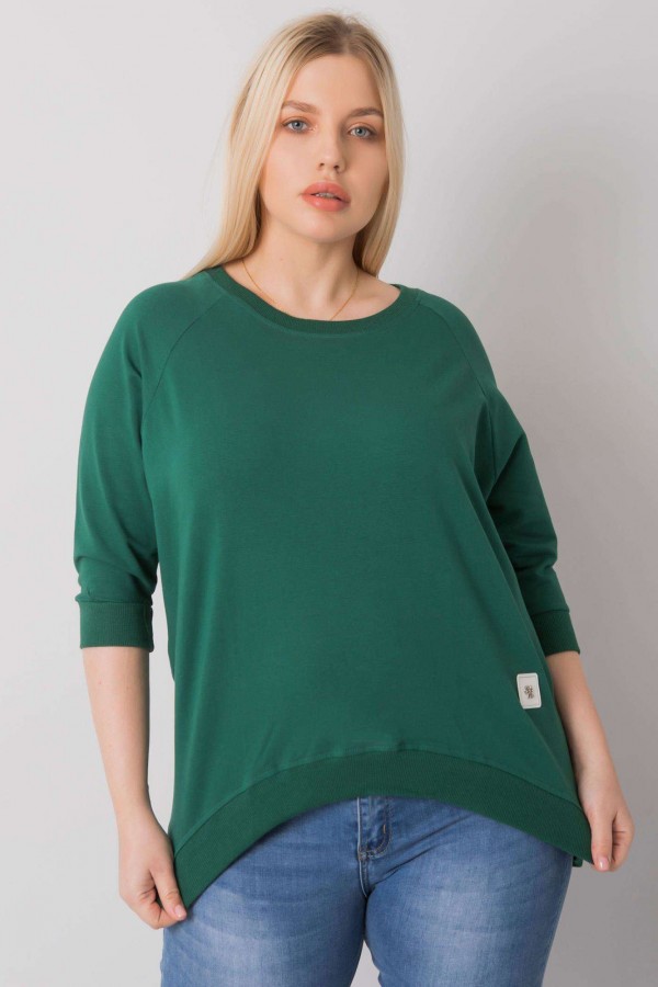 Bluza damska w kolorze zielonym oversize basic rękaw 3/4 Jessy 1