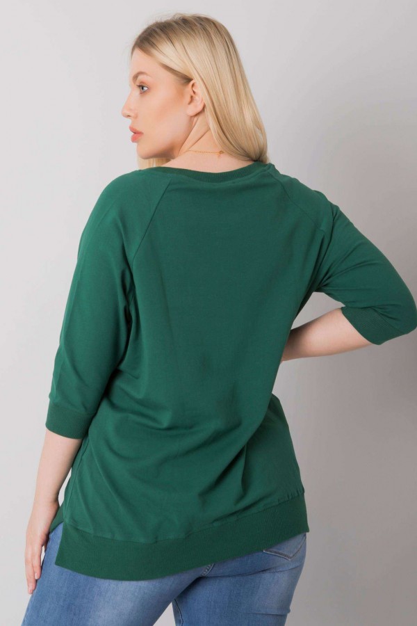 Bluza damska w kolorze zielonym oversize basic rękaw 3/4 Jessy 2