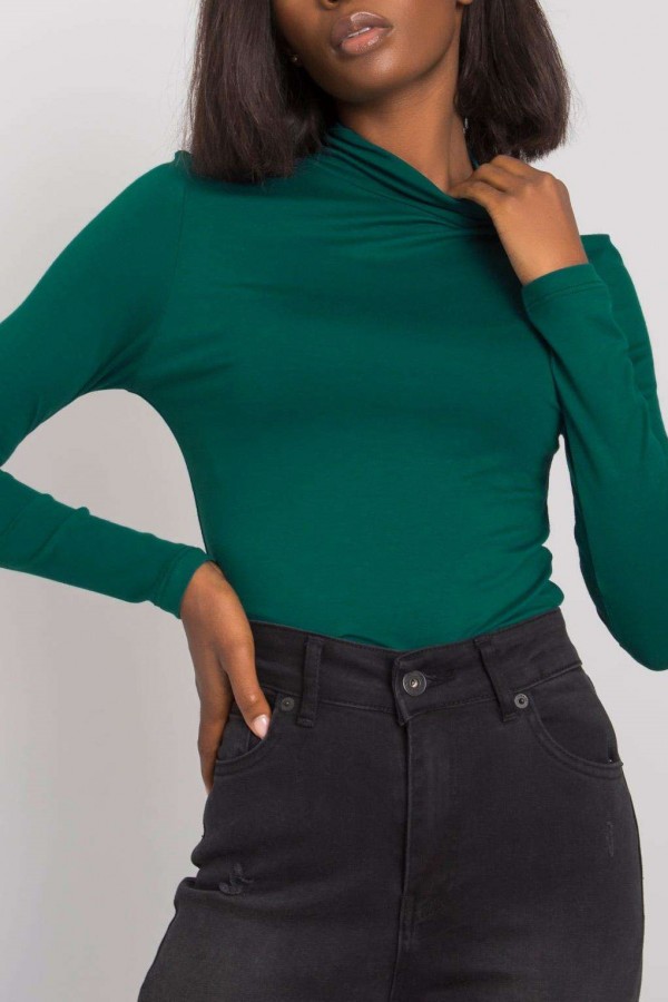 Bluzka damska w kolorze zielonym półgolf basic Alva