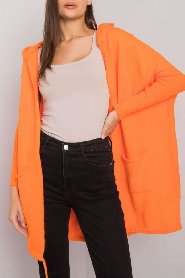 Sweter damski oversize w kolorze pomarańczowym narzutka milutki kardigan Twist