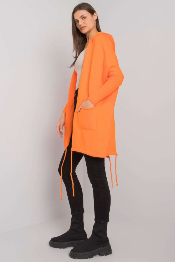 Sweter damski oversize w kolorze pomarańczowym narzutka milutki kardigan Twist 2