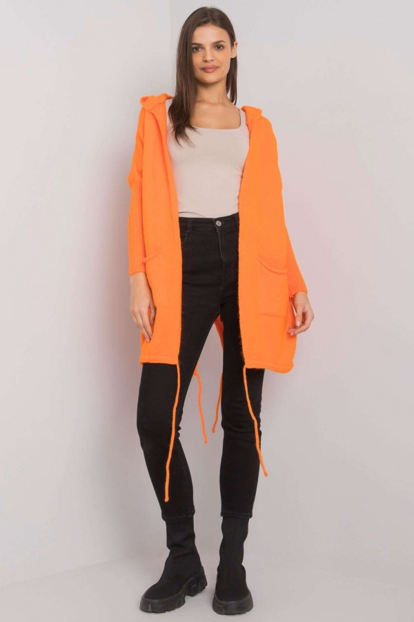 Sweter damski oversize w kolorze pomarańczowym narzutka milutki kardigan Twist 3