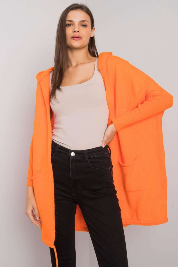 Sweter damski oversize w kolorze pomarańczowym narzutka milutki kardigan Twist 4