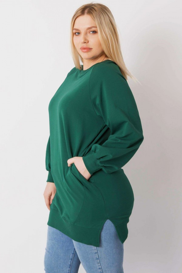 Dresowa tunika bluza plus size w kolorze zielonym z kieszeniami Gana 2