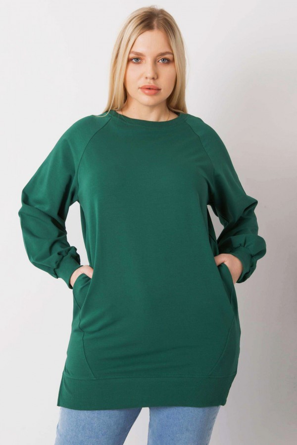 Dresowa tunika bluza plus size w kolorze zielonym z kieszeniami Gana 4