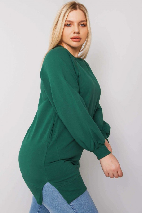 Dresowa tunika bluza plus size w kolorze zielonym z kieszeniami Gana 1