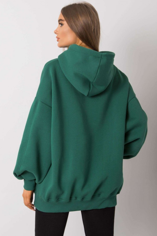 Ciepła milutka duża bluza oversize z kapturem w kolorze zielonym kieszenie Bakki 4