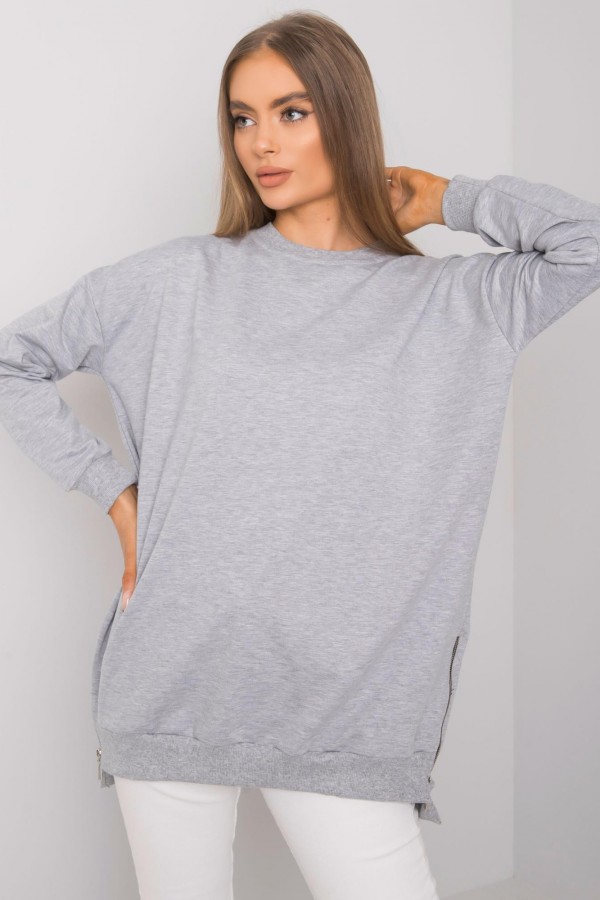 Tunika dresowa bluza w kolorze szarym oversize basic simple zip 1
