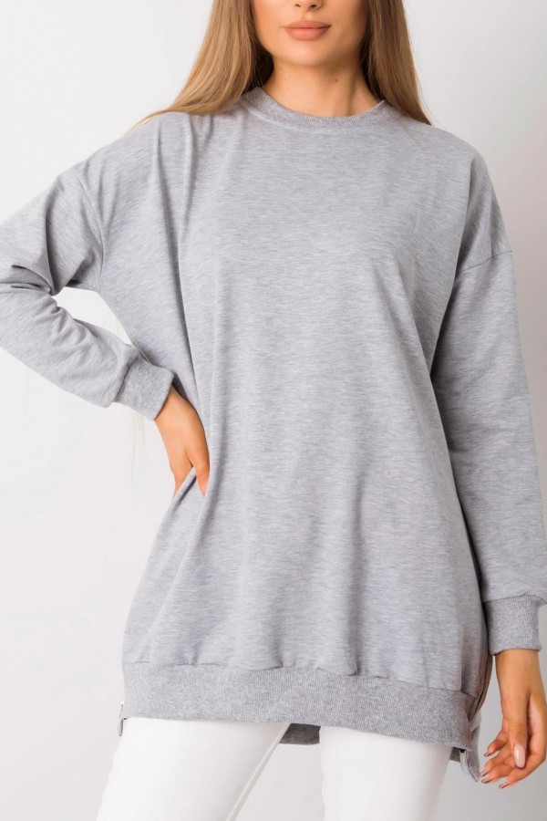 Tunika dresowa bluza w kolorze szarym oversize basic simple zip
