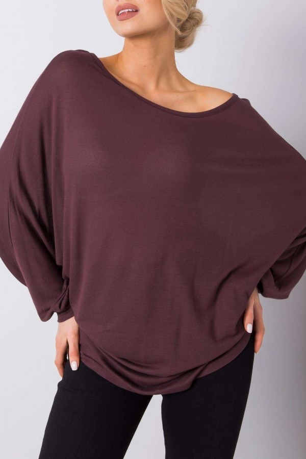 Luźna bluzka damska w kolorze śliwkowym nietoperz oversize lekki sweterek Cindy