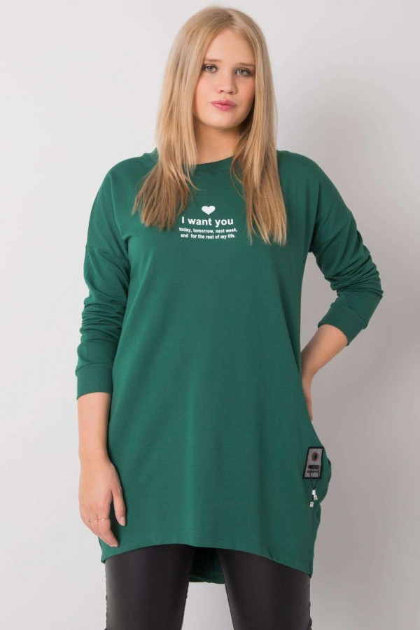 Tunika damska bluzka w kolorze zielonym z kieszeniami dłuższy tył Rissa