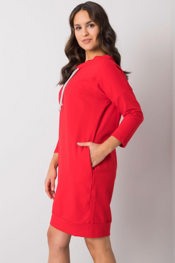 Sportowa sukienka w kolorze czerwonym z kieszeniami single 4