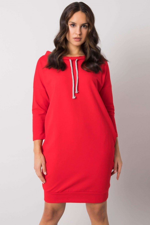Sportowa sukienka w kolorze czerwonym z kieszeniami single 3