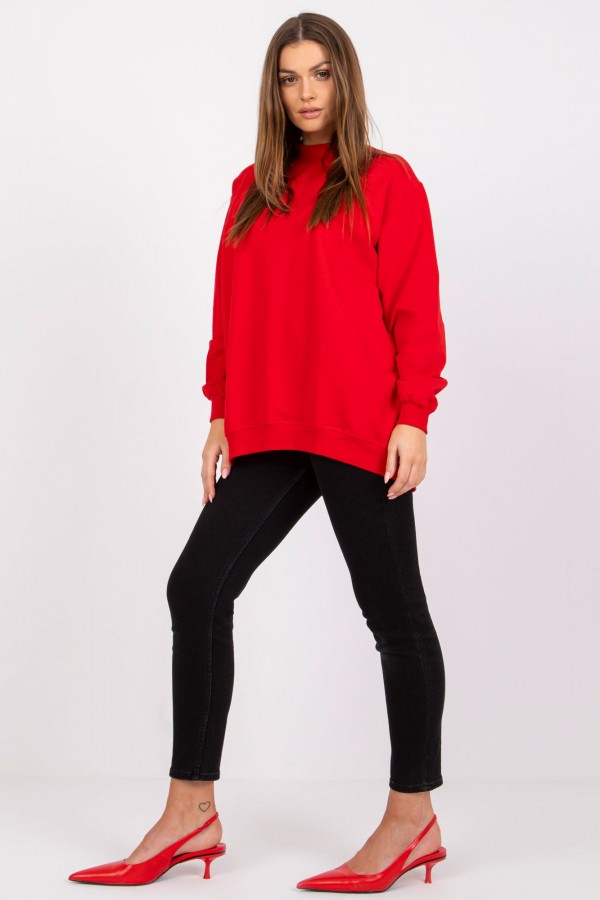 Bluza damska w kolorze czerwonym oversize basic lea 3