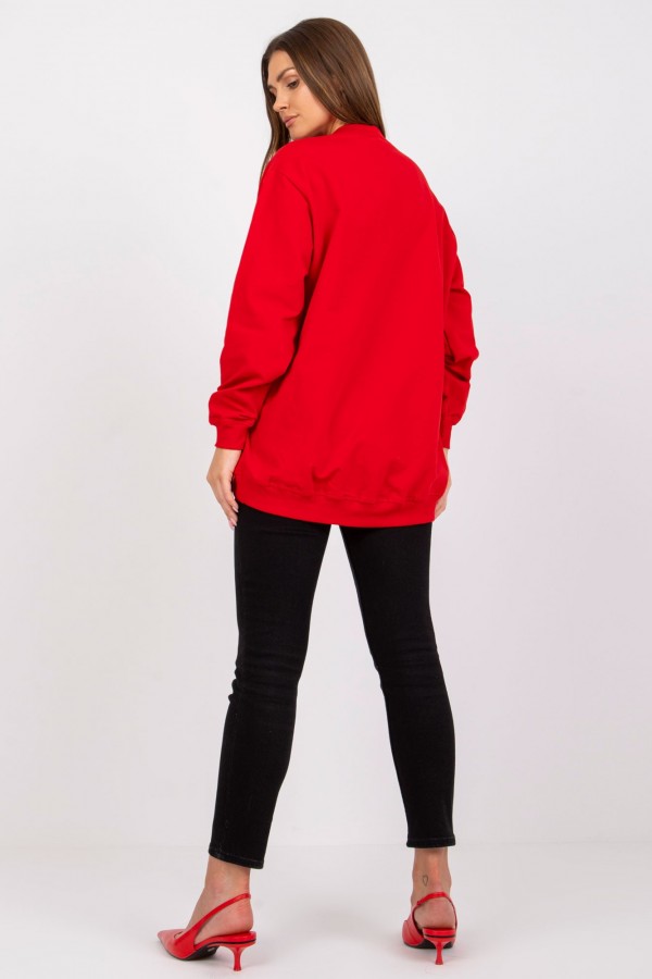 Bluza damska w kolorze czerwonym oversize basic lea 4