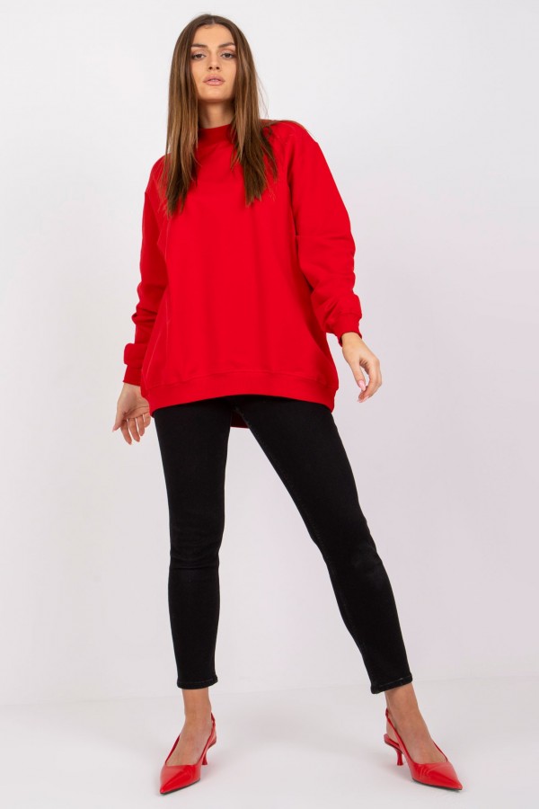 Bluza damska w kolorze czerwonym oversize basic lea 1