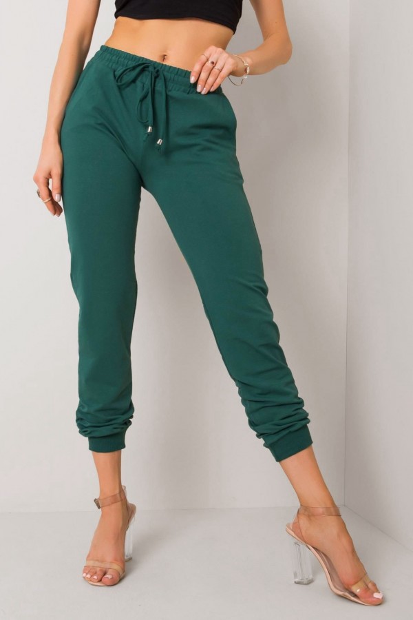 Spodnie damskie dresowe z kieszeniami w kolorze zielonym creative