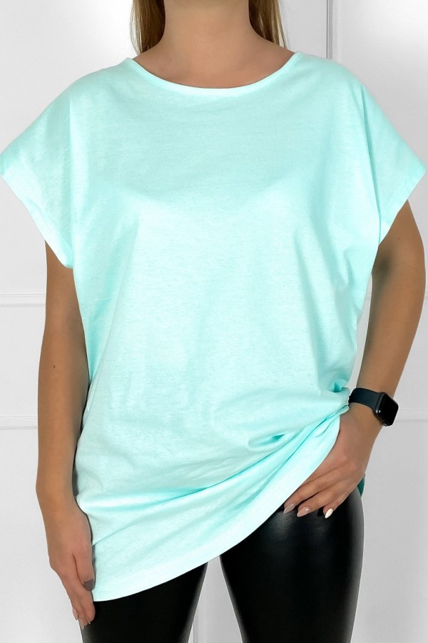 T-shirt koszulka bluzka damska w kolorze miętowym gładka basic