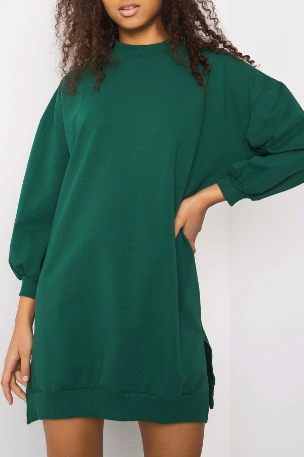 Bawełniana sukienka dresowa plus size w kolorze zielonym basic Estina