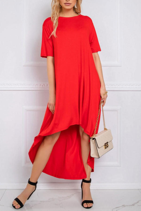 Sukienka w kolorze czerwonym z dłuższym tyłem ava