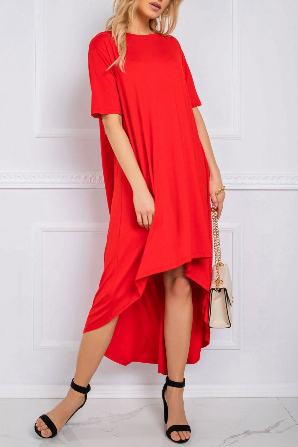 Sukienka w kolorze czerwonym z dłuższym tyłem Ava 4