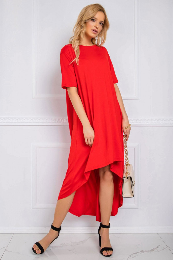 Sukienka w kolorze czerwonym z dłuższym tyłem ava 1