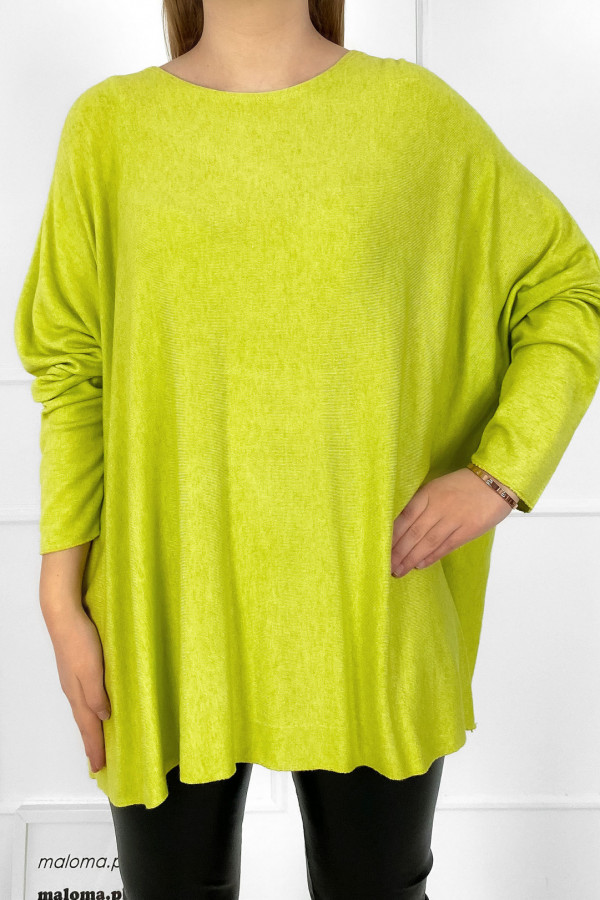 Dzianinowa bluzka oversize duży lekki sweterek w kolorze limonki Helle