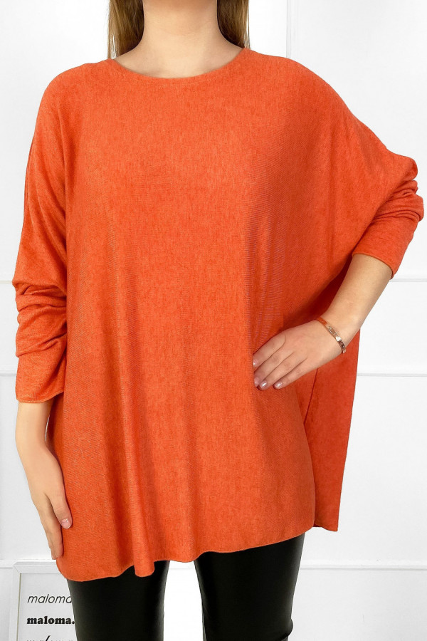 Dzianinowa bluzka oversize duży lekki sweterek w kolorze orange Helle