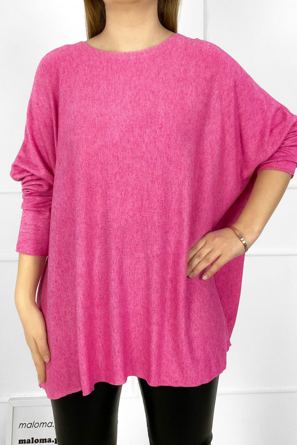 Dzianinowa bluzka oversize duży lekki sweterek w kolorze różowym Helle