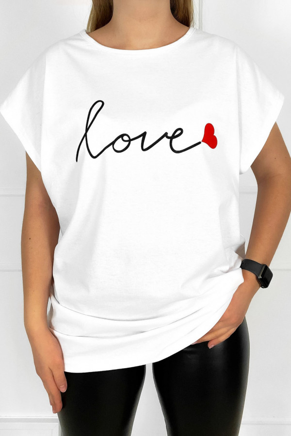 T-shirt koszulka bluzka damska W DRUGIM GATUNKU w kolorze białym love