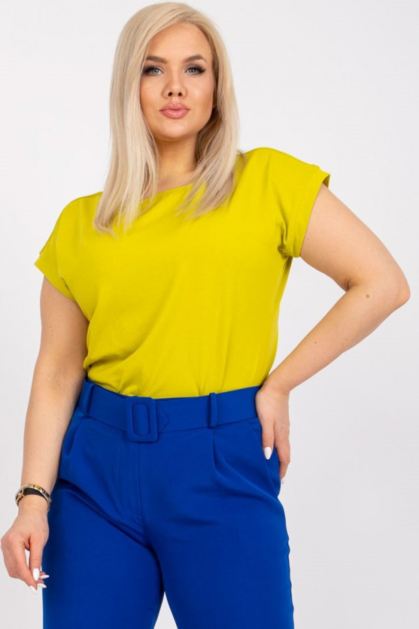 Bluzka damska plus size w kolorze limonki t-shirt basic Coma