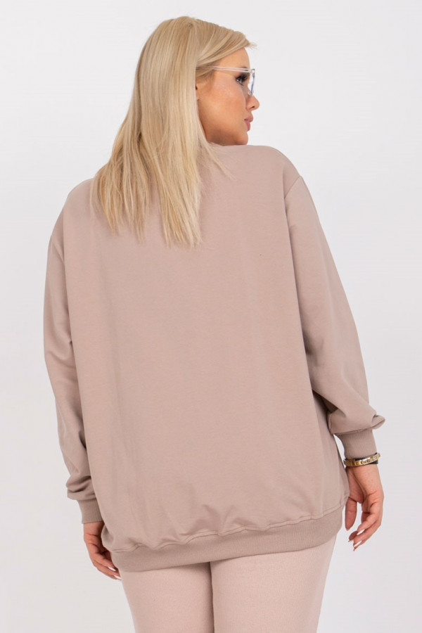 Bluza damska plus size w kolorze beżowym oversize basic Ravena 2