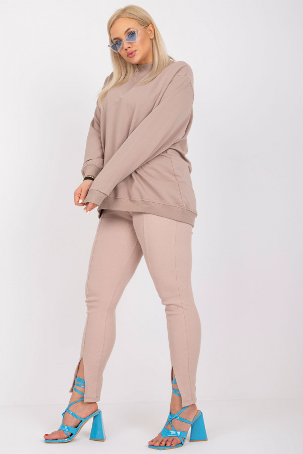 Bluza damska plus size w kolorze beżowym oversize basic Ravena 7
