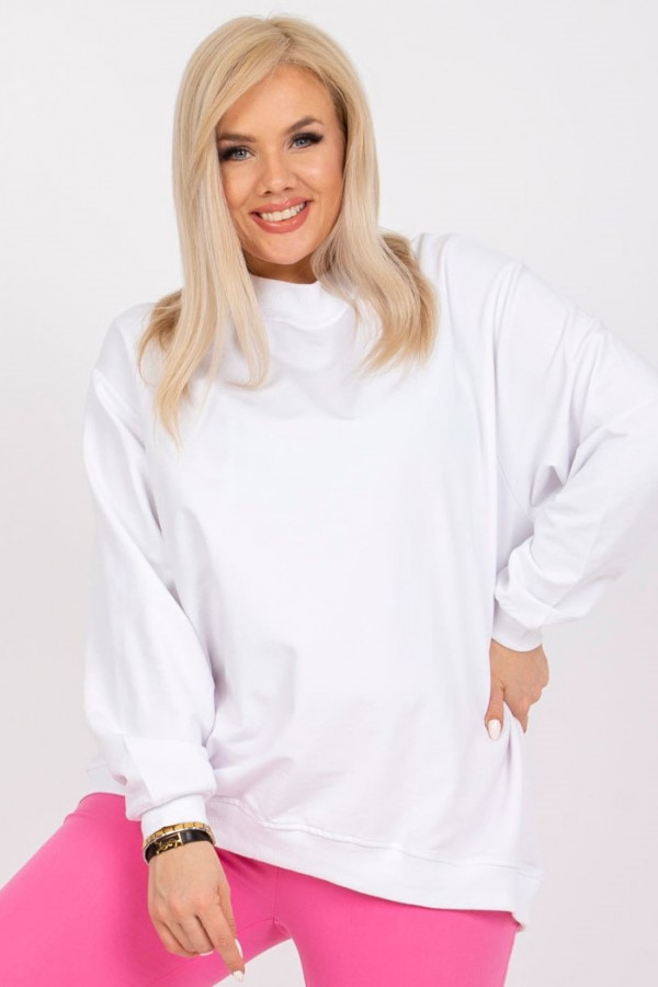 Bluza damska plus size w kolorze białym oversize basic Ravena