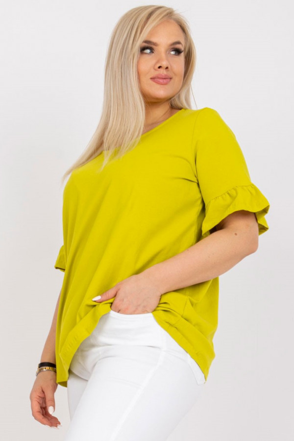 Bluzka damska plus size w kolorze limonki rękaw falbanka Claire