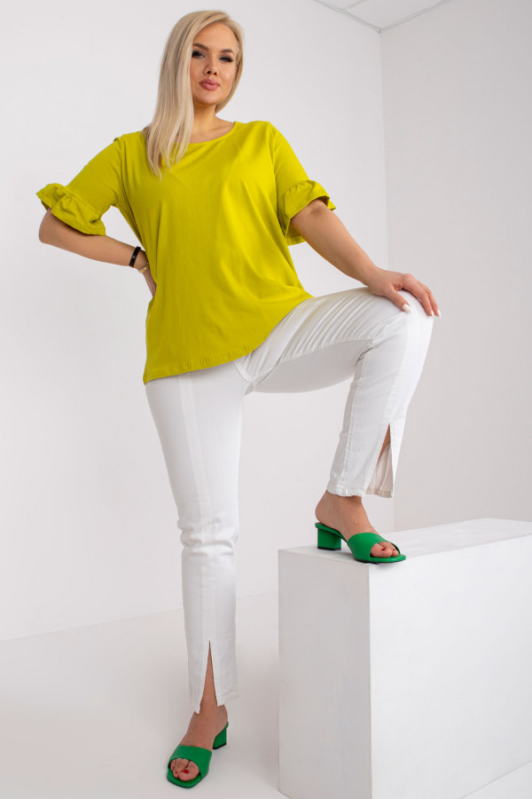 Bluzka damska plus size w kolorze limonki rękaw falbanka Claire 1