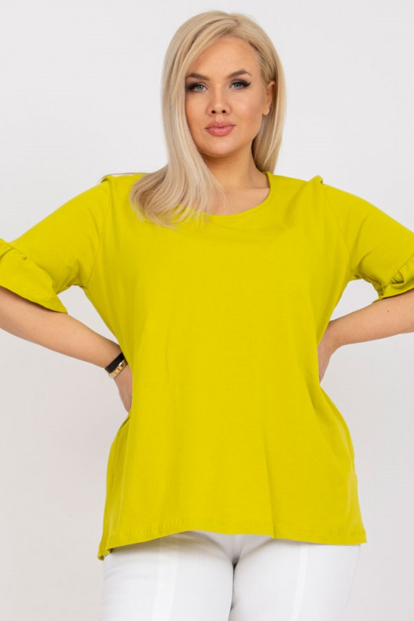 Bluzka damska plus size w kolorze limonki rękaw falbanka Claire 6