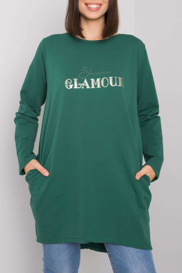 Dresowa tunika plus size w kolorze zielonym dżety shine