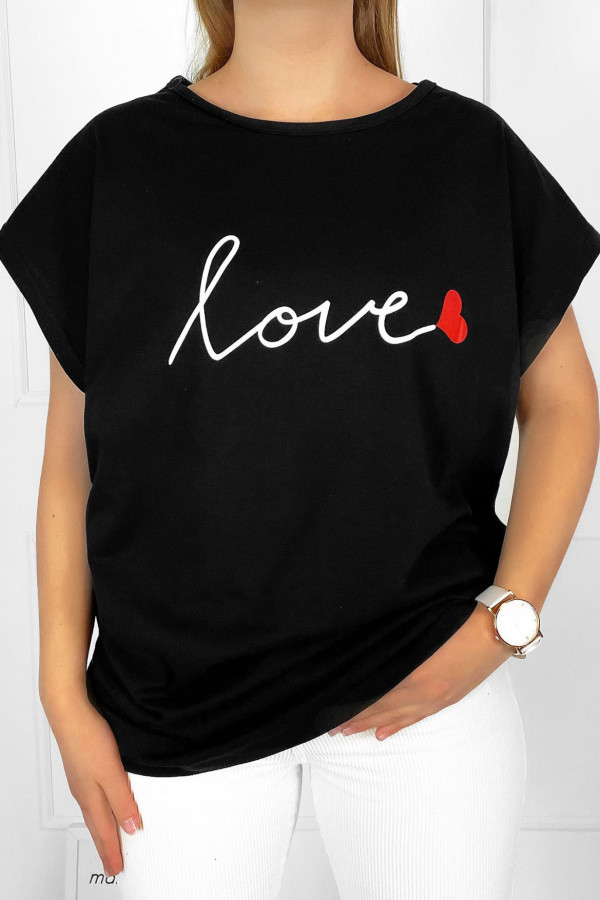 T-shirt koszulka bluzka damska w kolorze czarnym love